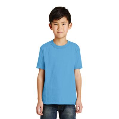 Port & Company PC55Y Youth Core Blend Top in Aquatic Blue size Small | Cotton/Polyester