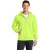 Port & Company PC78ZH Core Fleece Full-Zip Hooded Sweatshirt in Neon Yellow size 4XL | Cotton/Polyester Blend