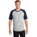 Sport-Tek T201 Short Sleeve Colorblock Raglan Jersey T-Shirt in Heather Gray/Navy Blue size Large | Cotton