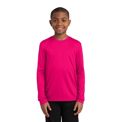 Sport-Tek YST350LS Youth Long Sleeve PosiCharge Competitor Top in Pink Raspberry size XS | Polyester