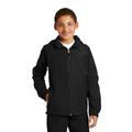 Sport-Tek YST73 Athletic Youth Hooded Raglan Jacket in Black size Medium | Polyester