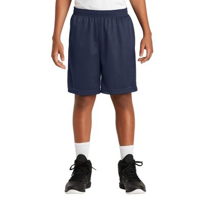 Sport-Tek YST510 Youth PosiCharge Classic Mesh Short in True Navy Blue size Medium | Polyester