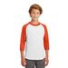 Sport-Tek YT200 Youth Colorblock Raglan Jersey T-Shirt in White/Deep Orange size Medium | Cotton