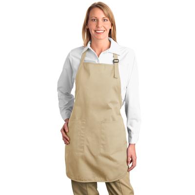 Port Authority A500 Full-Length Apron with Pockets in Stone size OSFA | Cotton