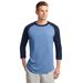 Sport-Tek T200 Colorblock Raglan Jersey T-Shirt in Carolina Blue/Navy Blue size Large | Cotton