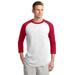 Sport-Tek T200 Colorblock Raglan Jersey T-Shirt in White/Red size Medium | Cotton