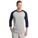 Sport-Tek T200 Colorblock Raglan Jersey T-Shirt in Heather Gray/Navy Blue size 4XL | Cotton
