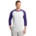 Sport-Tek T200 Colorblock Raglan Jersey T-Shirt in White/Purple size Large | Cotton