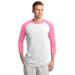 Sport-Tek T200 Colorblock Raglan Jersey T-Shirt in White/Bright Pink size Medium | Cotton