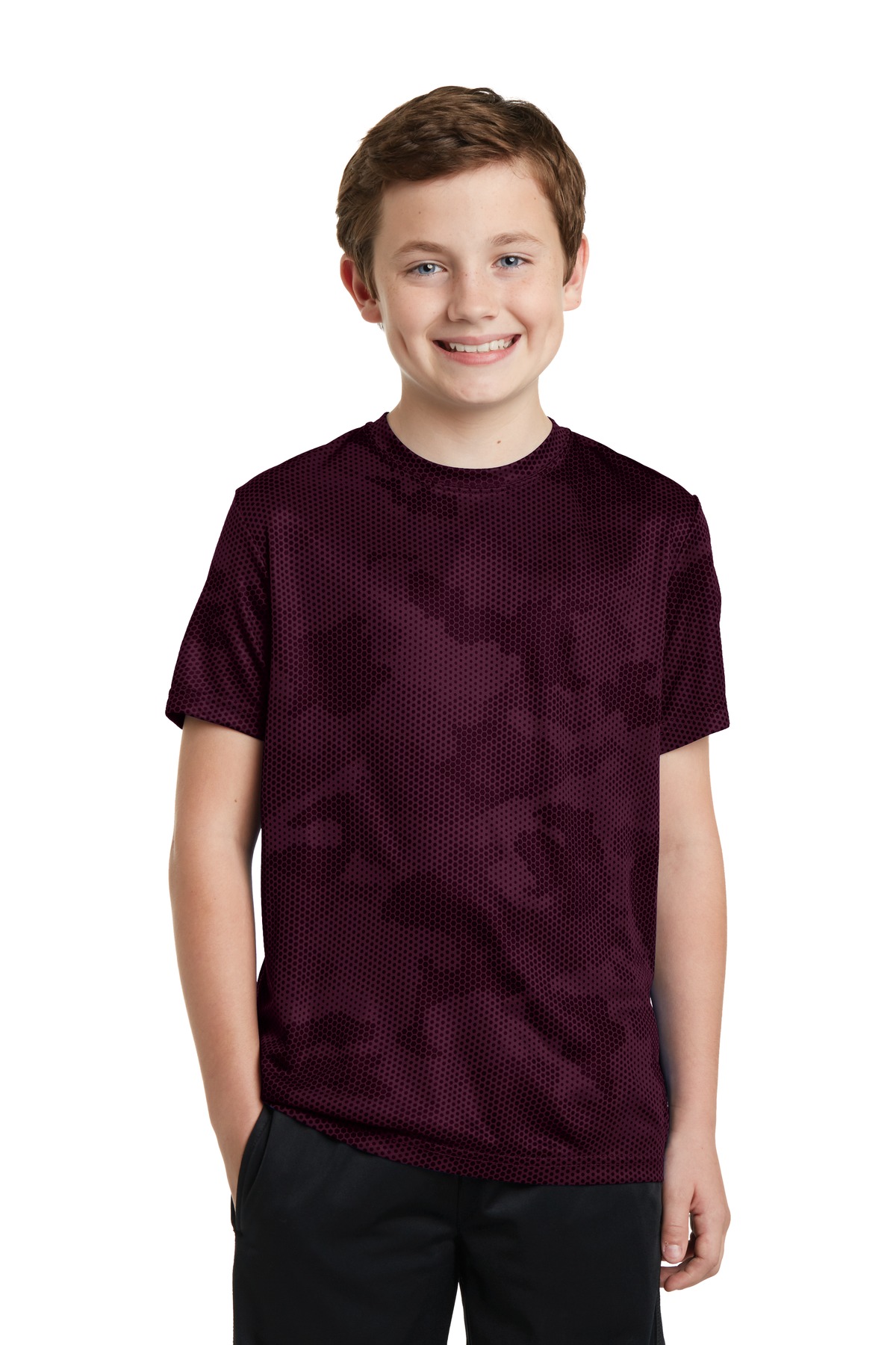 Sport-Tek YST370 Youth CamoHex Top in Maroon size XS | Polyester