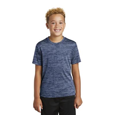 Sport-Tek YST390 Youth PosiCharge Electric Heather Top in Carolina Blue-True Navy Blue size XS | Polyester