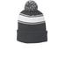 Sport-Tek STC28 Stripe Pom Beanie Hat in Iron Gray/White size OSFA | Acrylic