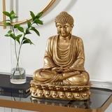 Dakota Fields Sitting Buddha Figurine Stone, Rubber in Gray/Yellow | 16 H x 22.99 W x 9.25 D in | Wayfair BA56D55C19CF4121A4BCCAF42361CE0F