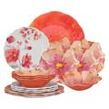 Red Barrel Studio® Achraf Tiger Lily 16 Piece Melamine Dinnerware Set, Service for 4 Melamine in Orange/Red/White | Wayfair