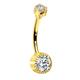 Melighting 14k Solid Gold Round CZ Belly Piercing Jewelry 14g Navel Ring Gold Belly Button Ring Gift for her