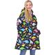 Freshhoodies Oversized Sherpa Hoodie Blanket, Wearable Dinosaur Hoodie Sweatshirt Blanket, Super Soft Warm Comfortable Giant Hoodie, One Size Fits All, Women Teens Kids