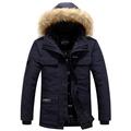 Mens Winter Warm Down Outdoor Windproof Jacket Fur Hood Parka Padded Waterproof Coat Multi-Pocket Casual Thickened Parka (XXXXL, Navy)