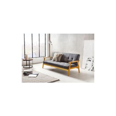 SalesFever Schlafsofa mit Armlehnen | 3 Funktionen | Bezug Webstoff | Gestell Holz Eukalyptus | B 190 x T 85 x H 81 cm |