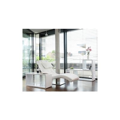 SalesFever Relaxliege mit Nackenkissen | Bezug Kunstleder | Gestell Edelstahl | B 60 x T 170 x H 82 cm | weiß