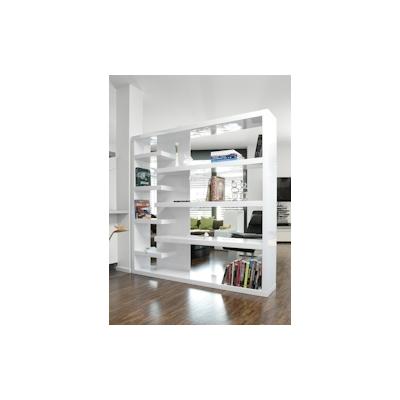 SalesFever Regal Raumteiler 200 cm| Hochglanz lackiert | MDF-Holz | B 200 x T 35 x H 200 cm | weiß