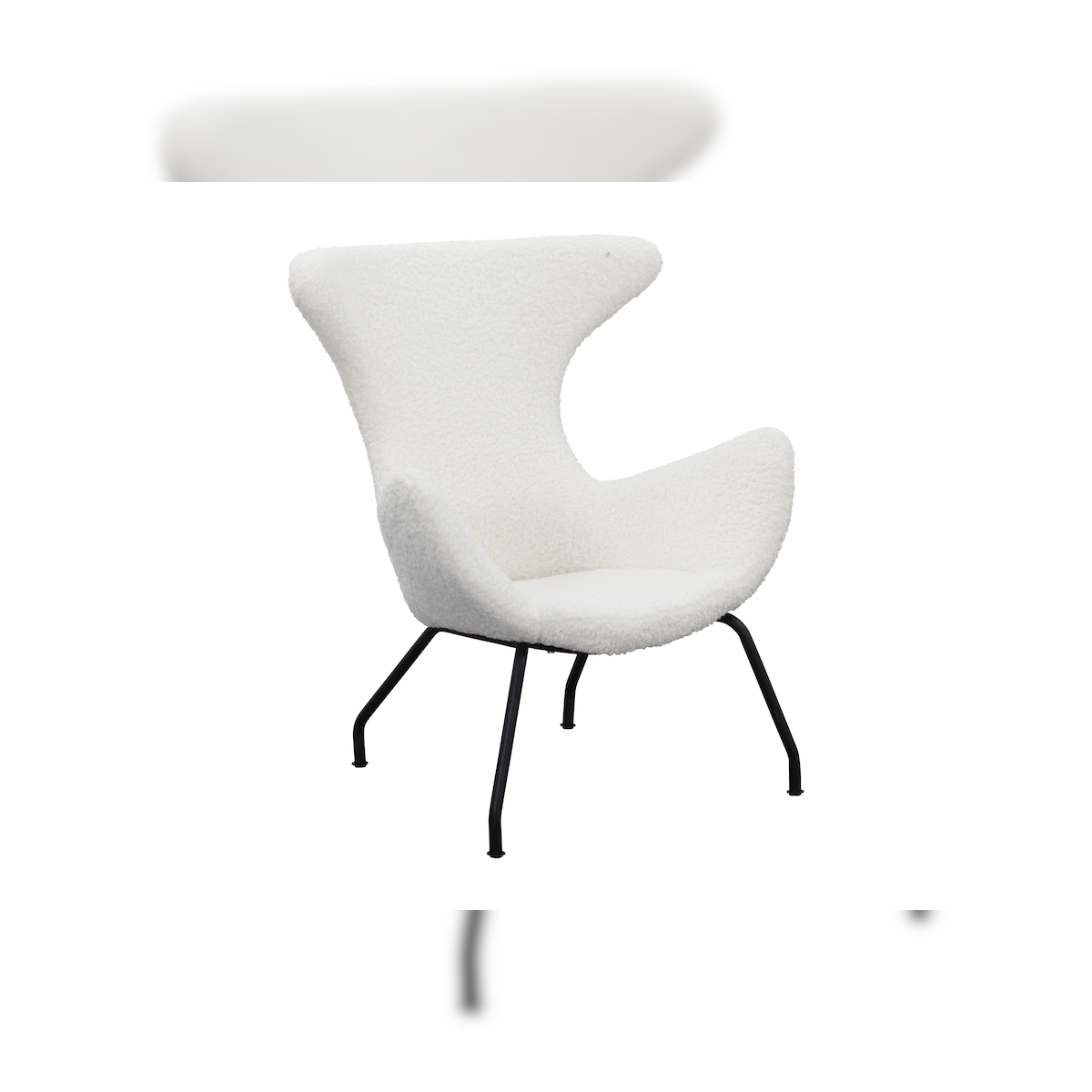 SalesFever Relaxsessel | Bezug Teddyfell | Gestell Metall schwarz | B 77 x T 62 x H 95 cm | weiß Image