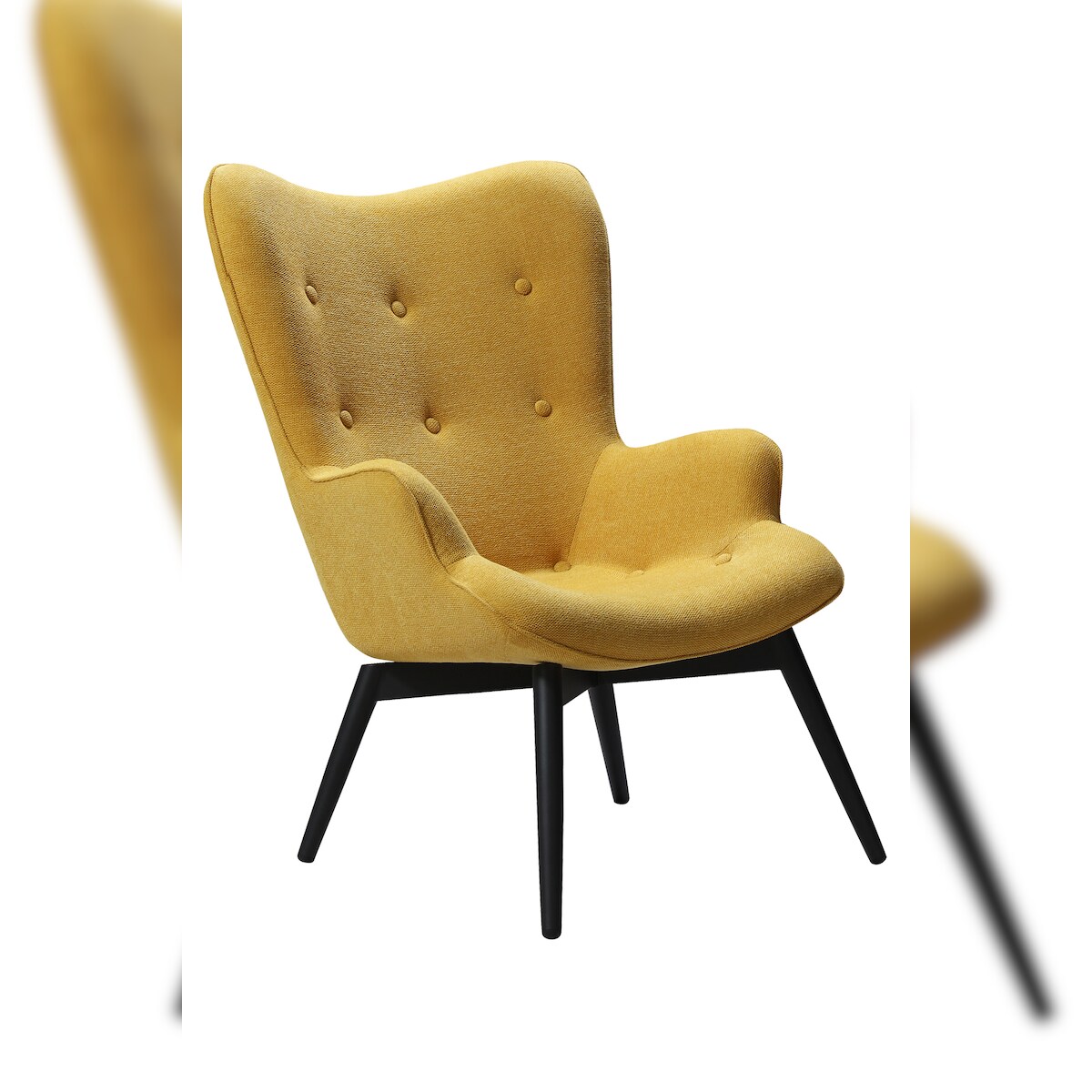 SalesFever Polstersessel Strukturstoff | Gestell Metall schwarz pulverbeschichtet | B 80 x T 99 x H 92 cm | gelb Image