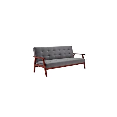 SalesFever Schlafsofa mit Armlehnen | 3 Funktionen | Stoffbezug Samt-Optik | Gestell Massivholz Eukalyptus | B 190 x T 8