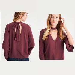 American Eagle Outfitters Tops | Aeo Tie Back Bell Sleeve Blouse | Color: Purple | Size: L