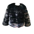 Women's Short Artificial Fur Coat Splicing Casual Solid Thick Outerwear Faux Fur Thick Outerwear Cardigan Jacket Black XS