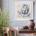 Rosalind Wheeler Indigo Floral on Linen IV - Premium Framed Canvas - Ready to Hang - Picture Frame Print On Canvas Paper in Gray/Indigo/Pink | Wayfair