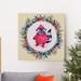 The Holiday Aisle® Racoon Wreath - Wrapped Canvas Painting Print Canvas, Solid Wood in Red | 24 H x 24 W x 1 D in | Wayfair
