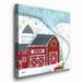 The Holiday Aisle® Christmas Barn - Wrapped Canvas Painting Print Metal in Blue/Red | 40 H x 40 W x 1 D in | Wayfair