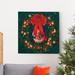 The Holiday Aisle® Santa Wreath II - Wrapped Canvas Graphic Art Print Canvas, Solid Wood in Green/Red | 24 H x 24 W x 1 D in | Wayfair