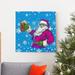 The Holiday Aisle® Frost Santa II - Wrapped Canvas Painting Print Canvas, Solid Wood in Blue/Pink | 16 H x 16 W x 1 D in | Wayfair