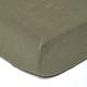 HOMESCAPES Luxury Soft Linen Extra Deep Fitted Sheet Plain Dark Green Textured Linen Sheet Natural French Flax Fibre Linen & Pure 100% Cotton Blend Khaki Green, Double Size (46 cm Deep)