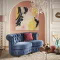 Willa Arlo™ Interiors Venuti 69" Velvet Rolled Arm Chesterfield Loveseat Velvet in Blue | 30.2 H x 69 W x 37.5 D in | Wayfair