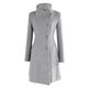 Lazzboy Womens Coat Parka Wool Belted Waist Plain Elegant Side-Button Dress Outerwear, UK 6-14(XL(12),Grey)