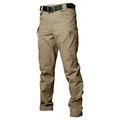 Les umes Mens Outdoor Cargo Work Trousers Cotton Tactical Combat Pants Multi Pocket Camping Hiking Trousers Khaki 30/Lable Size S