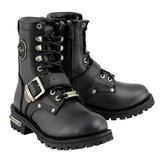 Milwaukee Leather MBL201 Women s Black Leather Lace-Up Motorcycle Rider Boots w/ Buckles 8.5