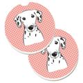 Carolines Treasures BB1210CARC Checkerboard Pink Dalmatian Set of 2 Cup Holder Car Coasters Large multicolor