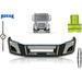 KOZAK Complete PLASTIC Bumper SET with Fog Light Hole with Chrome Trim compatible with Volvo VNL 2018+ PLUS Volvo Logo Emblem with Stripe 2x 22 Windshield Wipers and KOZAK Reflective Vest