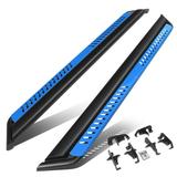 DNA Motoring STEPB-ZTL-8143-BL For 2018 to 2022 Jeep Wrangler JL Unlimited 4-Door Pair Oval Side Step Nerf Bar Running Board w/ Blue Dropped Step Plate 19 2019