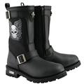Xelement X19405 Men s Black Tribal Skull Leather Motorcycle Boots with Poron Cushion Insoles 11