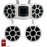 Wet Sounds REV 3-SOME - A pair of REV10 Tower Speakers & A REV410 Dual 10 Tower Enclosure (White w/ Swivel Clamps)