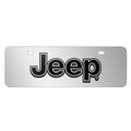 Jeep in Black 3D Logo 12 x 4.25 European Look Chrome Half-Size Stainless Steel License Plate