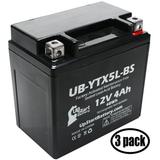 3-Pack UpStart Battery Replacement for 2011 KTM XC ATV 525CC Factory Activated Maintenance Free ATV Battery - 12V 4Ah UB-YTX5L-BS