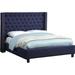 Joss & Main Colleen Tufted Low Profile Platform Bed Wood/Upholstered/Linen in Black | 56 H x 66 W x 81 D in | Wayfair