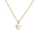 Secret & You Pearl Pendant Necklace Round Freshwater Cultured Pearl 8.0 to 8.5 mm - 925 Sterling Silver Chain and Pendant Rhodium or 18k Gold Plated 40 or 45 cm long.