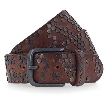 b.belt - Nietengürtel Leder Gürtel Braun Damen