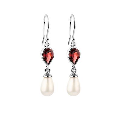 Nenalina Ohrhänger Granat Muschelkernperle 925 Silber OneSize Damen Image